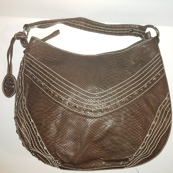 L@@K! Beautiful NWOT red by Marc Ecko Large Studded Round slouch hobo - Picture 10 of 16